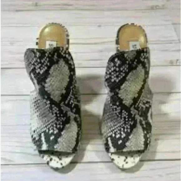 Steve Madden Women’s Sinful Snake Print Slip On Stiletto Heels Open Toe Sexy - Picture 4 of 5